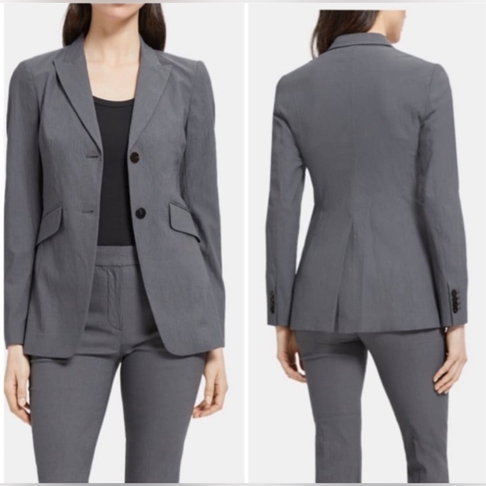 Theory Anorie Motivate Charcoal Wool Blazer Size 4 NWT